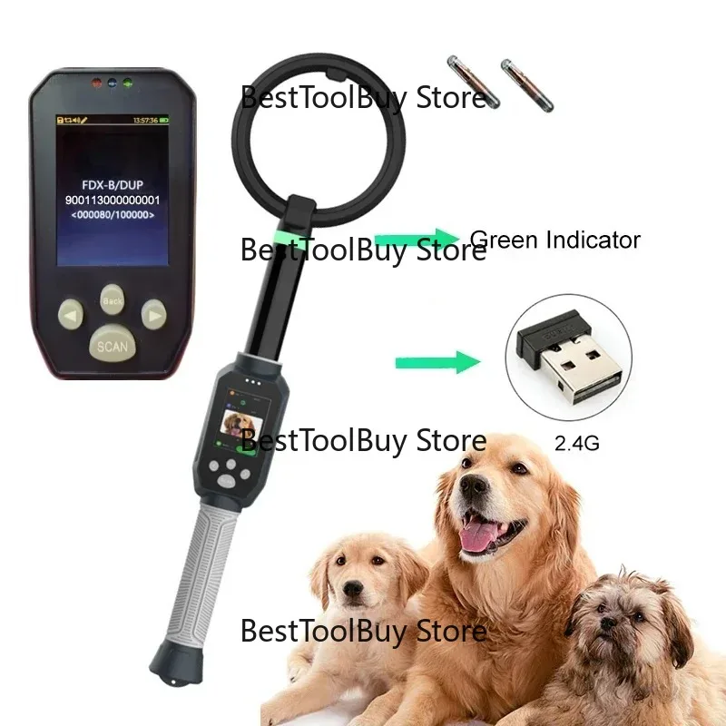 

Animal Reader Wifi BT 2.4G Animal Microchip Tube Glass Tag Antenna Handheld Stick Reader for Dog Pet with SDK