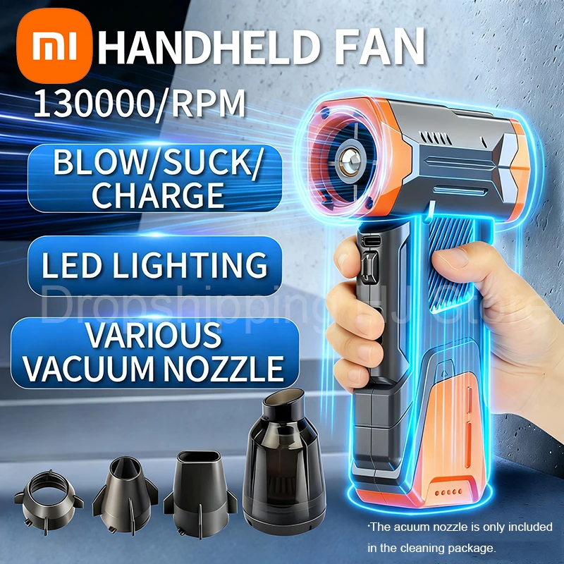 

Xiaomi 130000RPM Brushless Wireless Jet Fan Turbine Blower With Lighting For Car Cleaning Portable Outdoor Barbecue Use 2025 New