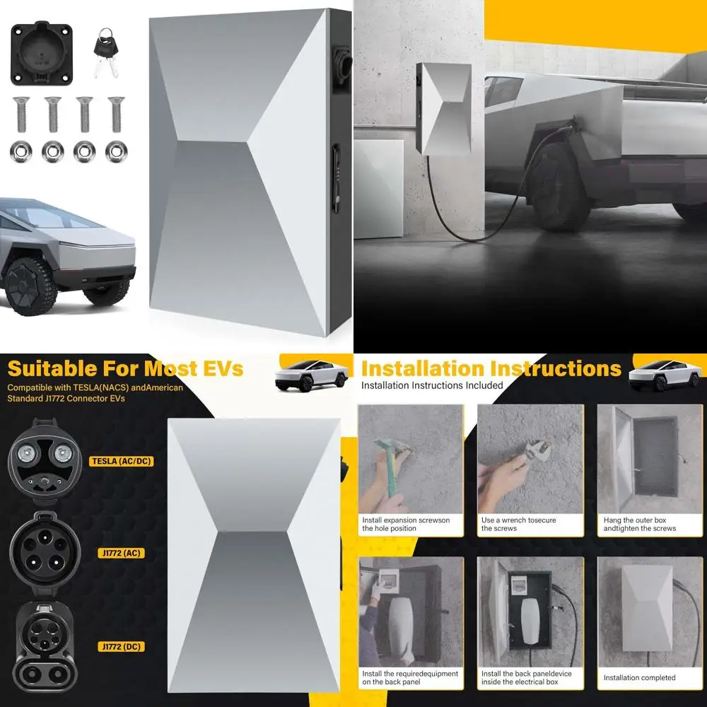 

Настенная зарядная станция, совместимая с настенным зарядным устройством Tesla Cybertruck Gen 3, для всех моделей Tesla и большинства электромобилей