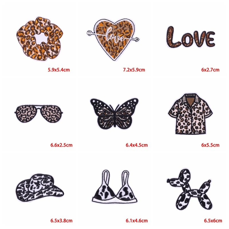 10PCS Personalized Leopard Print Embroidery Patch Cartoon Rabbit Patch Iron On Patches DIY Bunny Shirt Shoes Hat Sew Patches