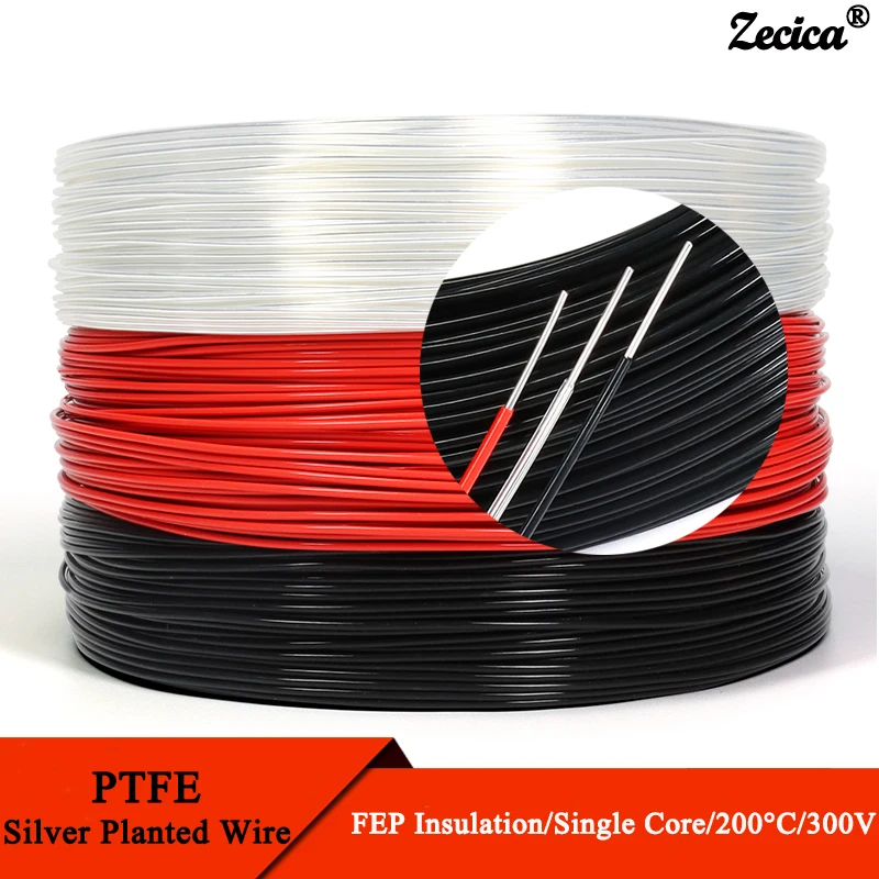 5~50m PTFE Wire FEP Insulation Silver Plated Cable Single Core High Purity OFC Copper Wire HiFi Audio Speaker Headphone Line DIY