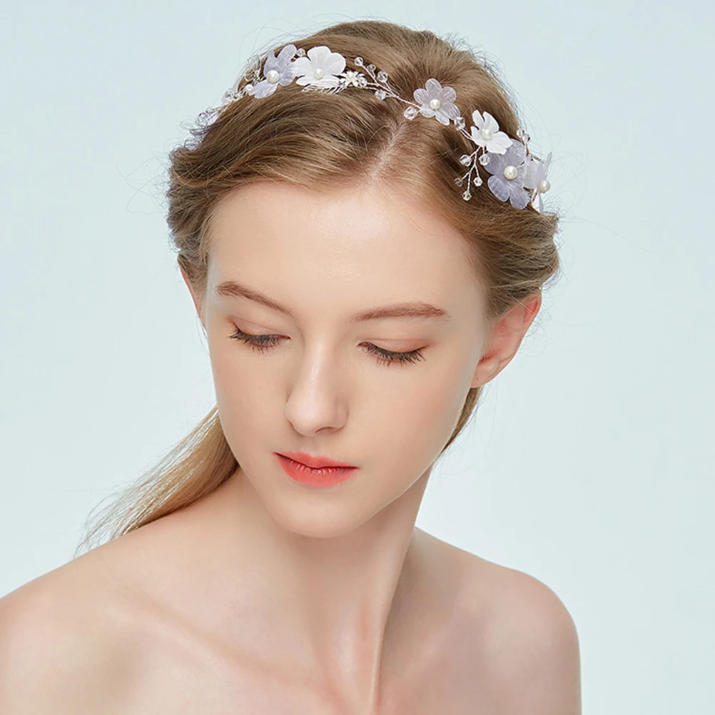 

Elegant Hair Band for Women Bridal Wedding Accessories Flower Beaded Headwear Vintage Handmade Party Prom Daily Wear Gift