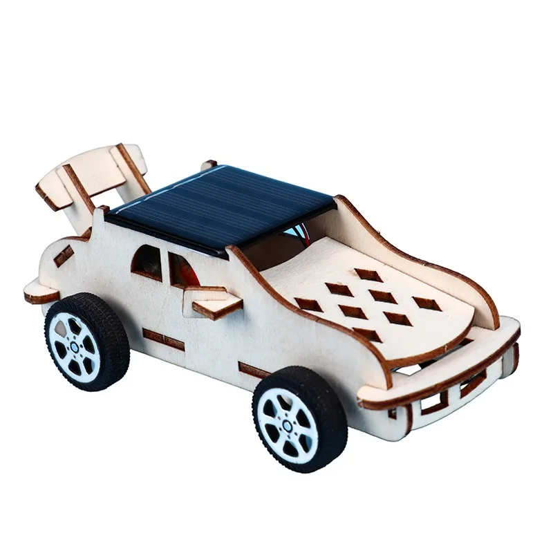 Kit de coche de madera alimentado por energía Solar para niños, juguetes creativos, rompecabezas de ciencia, inventos de moda, juguete de coche de