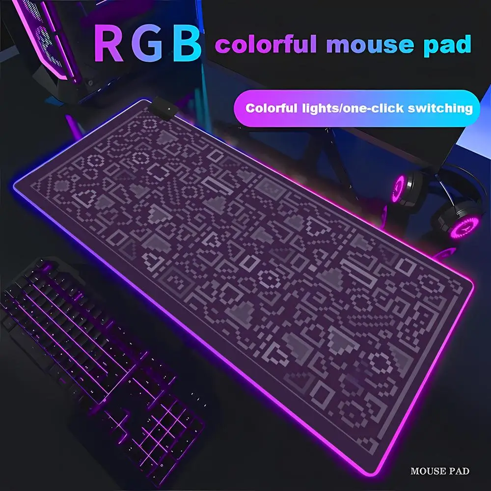 

HYBXAXC Purple Pixel Geometric Mouse Pad Large Gaming , RGB Mouse Pad HD Large LED Light PC Computer Gamer Office Laptop Gift