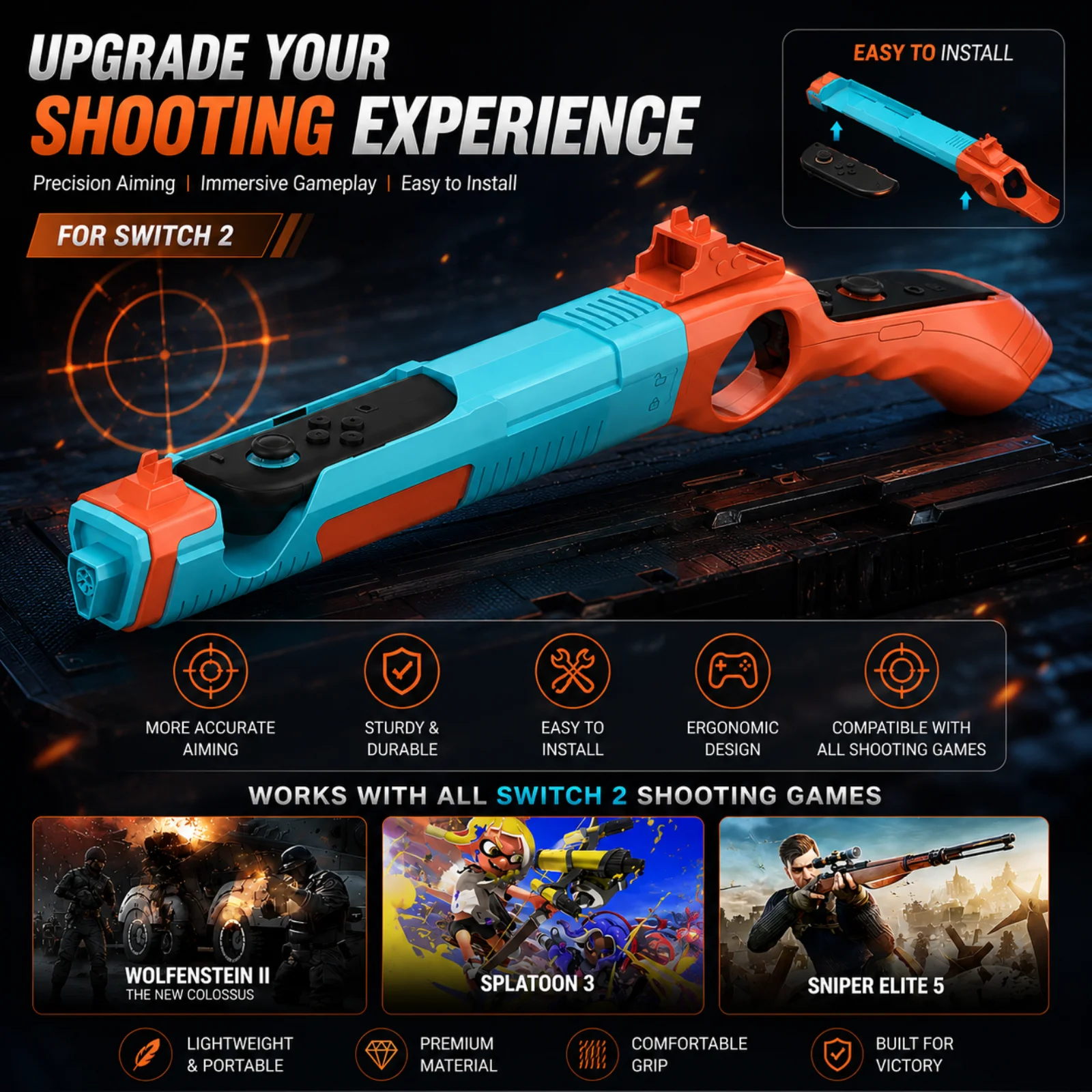 Retro Gaming Gun - For Shooting Gun Controller for Nintendo