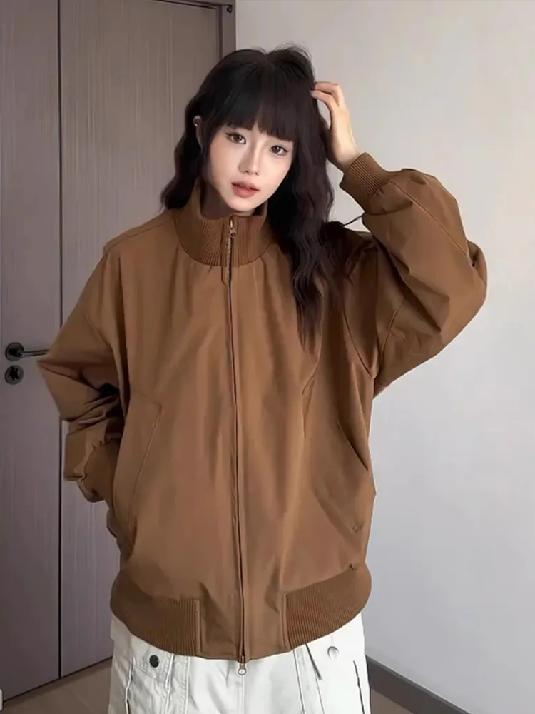 

American Sle Pilot Jaet Men's ort Workwear Coat Stand Collar Couple's Baseball orm Loose Fit Autumn Outerwear