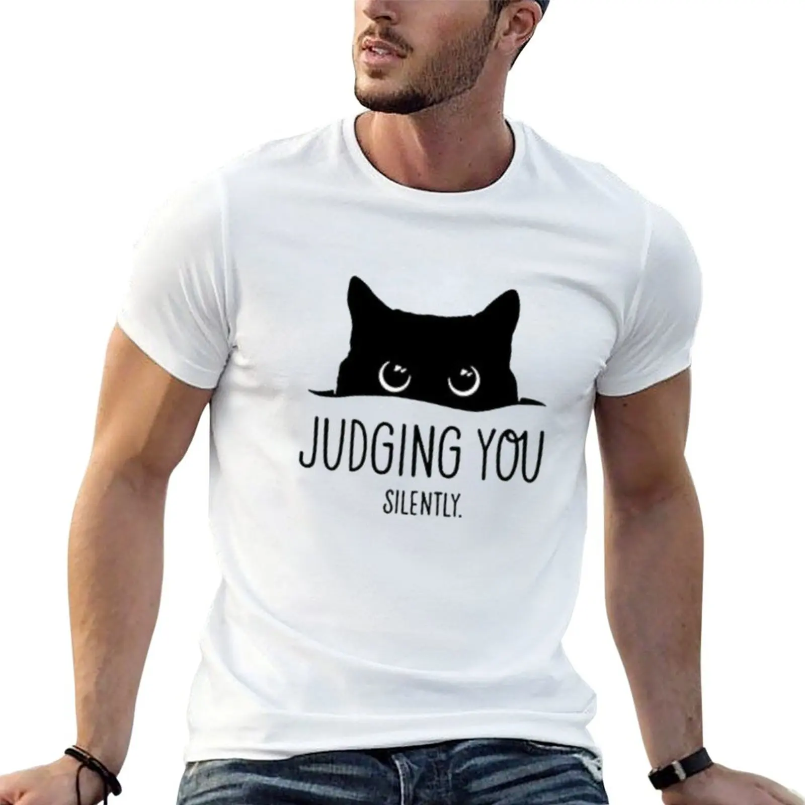 

cotton T-Shirt You Silently man t-shirt cotton for t black shirts Black man pack package Cat for plain Judging