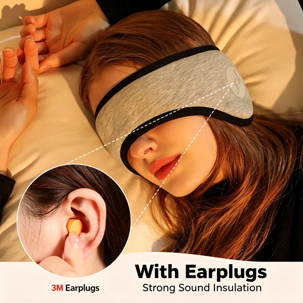 2 in 1 Sleep Earplugs And Adjustable Eye Mask Noise Reduction Travel Nap Sound Insulation Earmuffs for Better Sleep Anytime