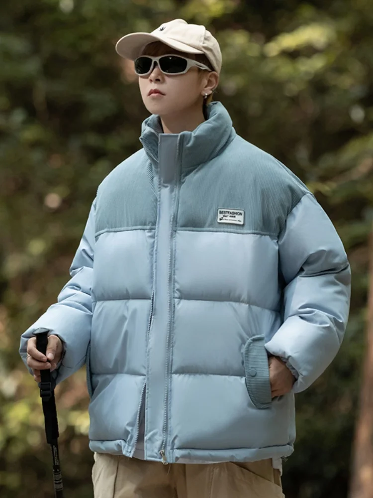 

Мужская утепленная зимняя хлопковая куртка с вельветовыми вставками, молодежная повседневная модная куртка в американском ретро-стиле