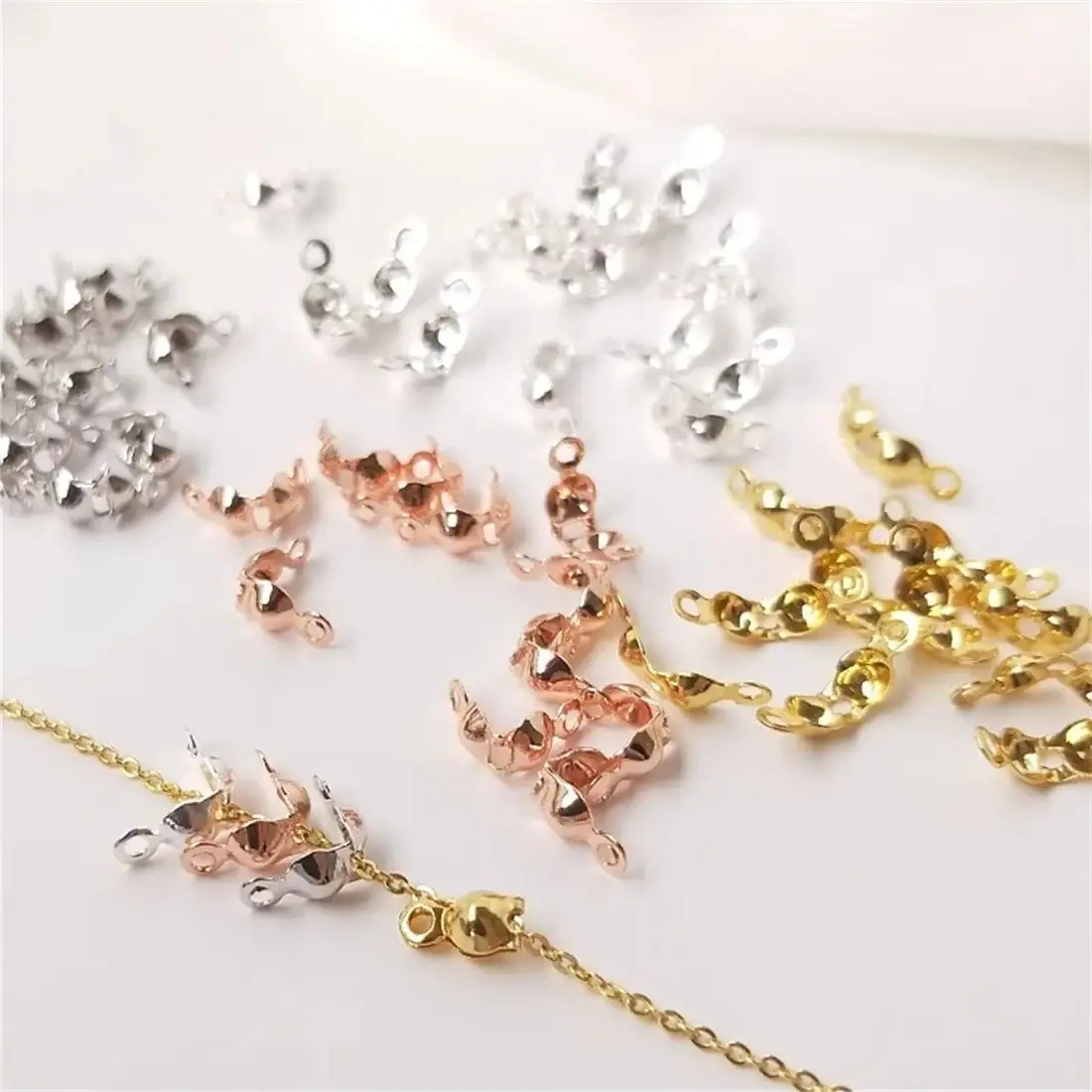 

18K Plated with Real Gold Silver Shell Large Hole Wire-wrapped Buckle Chain Clip Closing Buckle Diy Handmade Jewelry Accessories