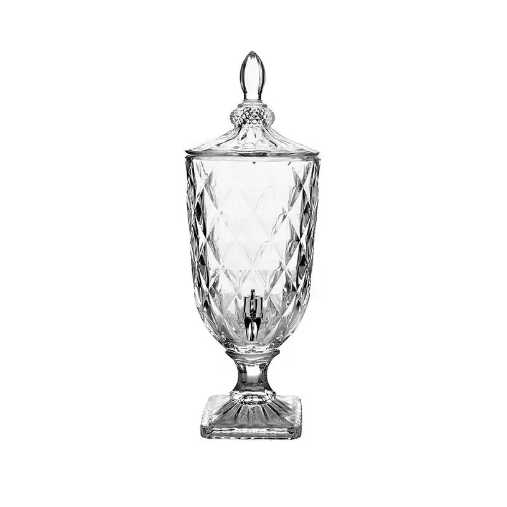 

Luxury Clear Glass Juice Jug Elegant Embossed Large Capacity Water Carafe Food-Grade Vintage Iced Tea Pitcher Cold Brew Coffee
