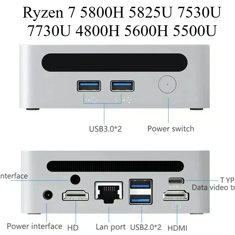 SZBOX Ryzen 7 5800H 5825U 7530U 7730U 4800H 5600H 5500U Мини-ПК Windows 11 DDR4 3200 МГц NVMe SSD WiFi6 BT5.2 Настольный компьютер для геймеров SZBOX Ryzen 7 5800H 5825U 7530U 7730U 4800H 5600H 5500U Мини-ПК Windows 11 DDR4 3200 МГц NVMe SSD WiFi6 BT5.2 Настольный компьютер для геймеров