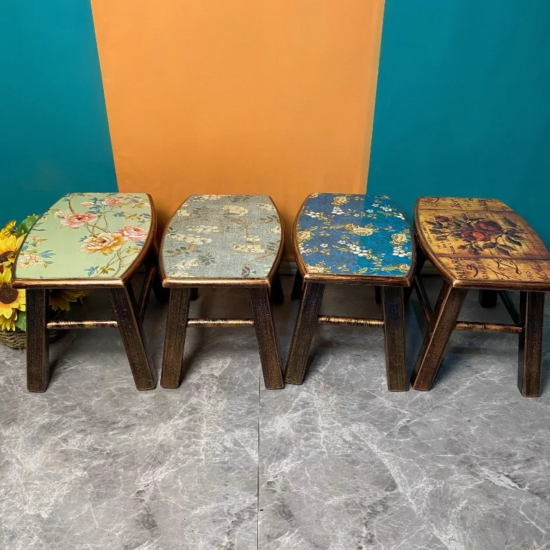 ‌Scandinavian Teak Wood Square Stool‌ Minimalist Kids Tea Table Anti-Tip Design Non-Slip Rubber Pads for Living Room Retro Decor