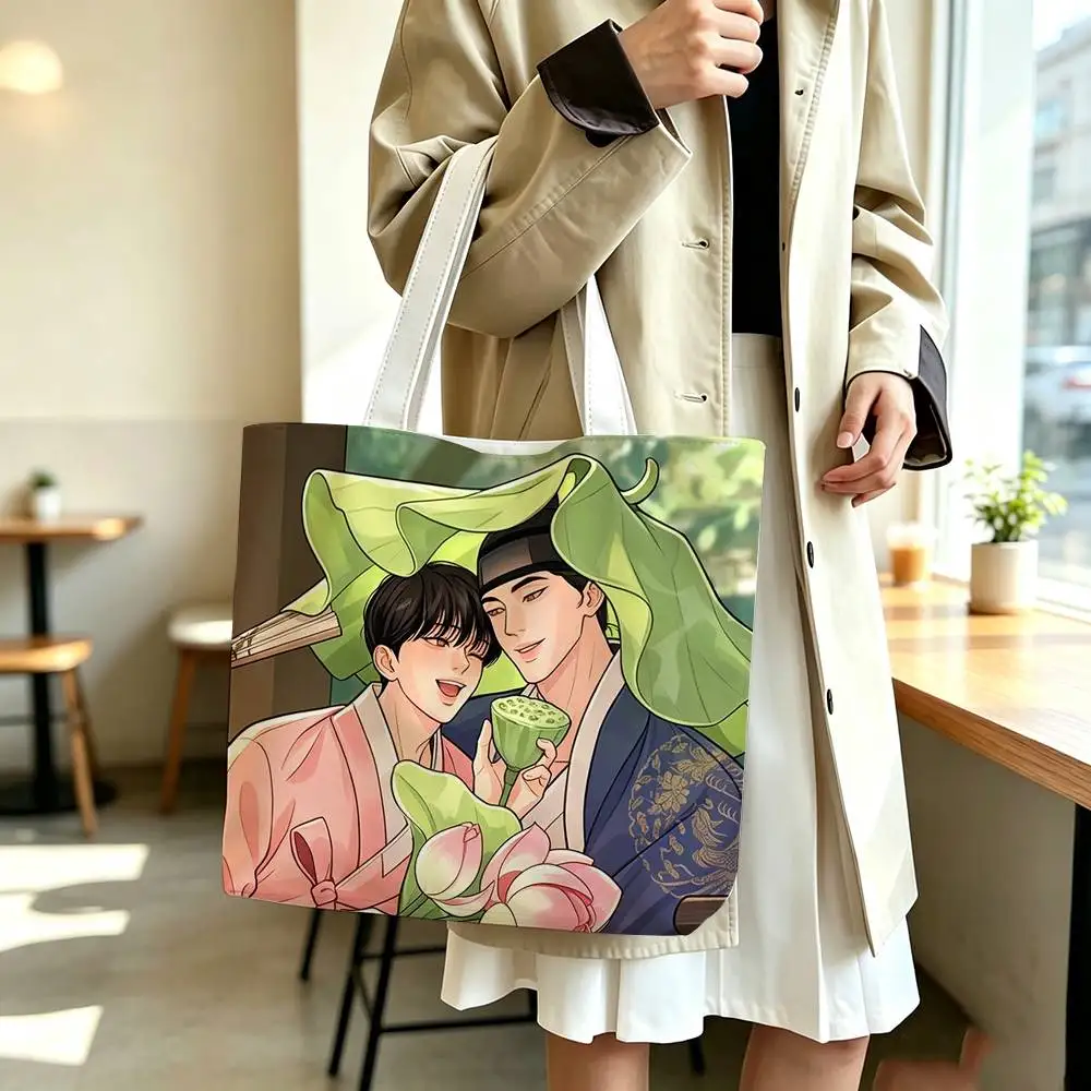 Ancient Korean BL manhwa Nakyum Seungho Painter of the Night   Printed Canvas Tote Bag Shoulder Bag Commuter Mommy Shopping Bag