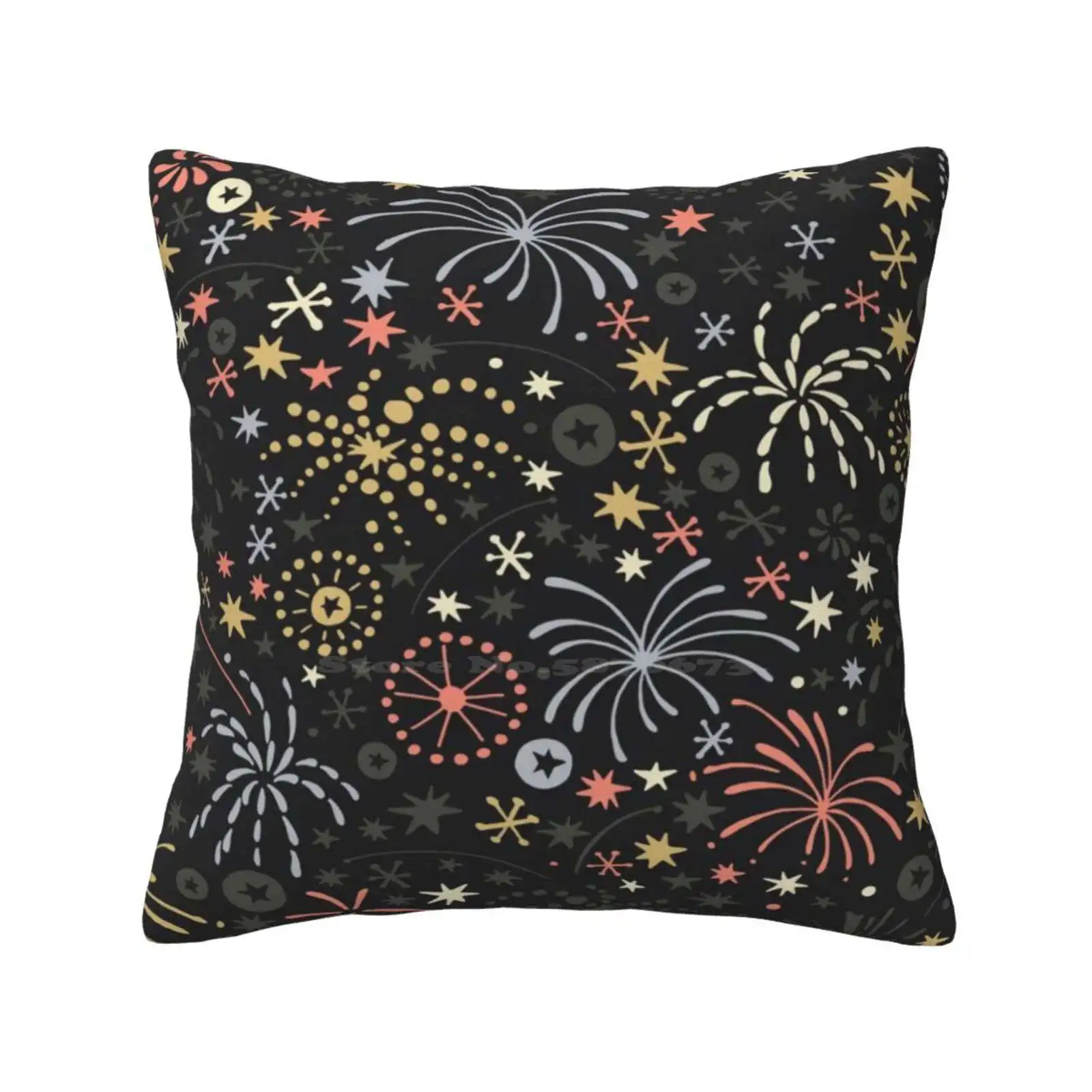 There Are Fireworks Everywhere Color Variation 2 Soft Comfortable Pillowcase Fireworks Pattern Shapes Fun Celebration New Year