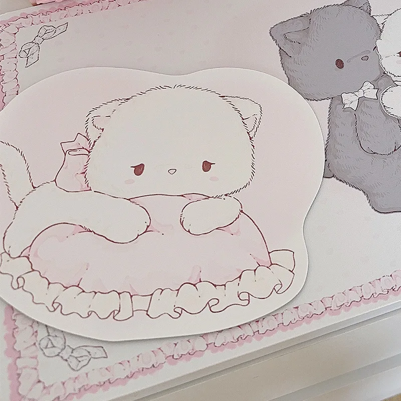 Kawaii Cat Couple Leather Desk Pad Mouse Protector Large Small Mouse Pad Home Office Game Desk Mat PU Leather Pc Laptop Desk Mat