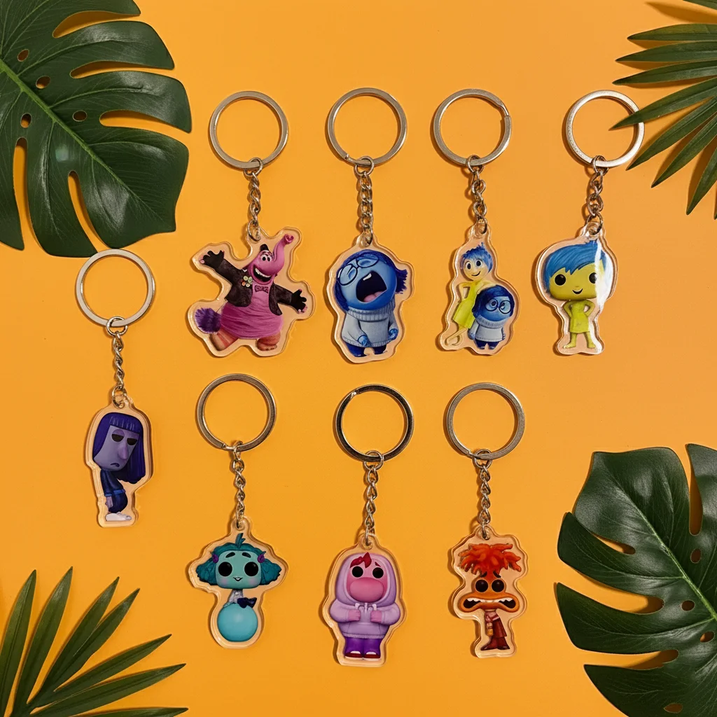 مجموعة سلسلة مفاتيح مصنوعة من الأكريليك مكونة من 9 قطع، شخصيات غضب الحزن الفرح، حلقة مفاتيح ساحرة لحقيبة الظهر، هدية للأصدقاء المشجعين #2