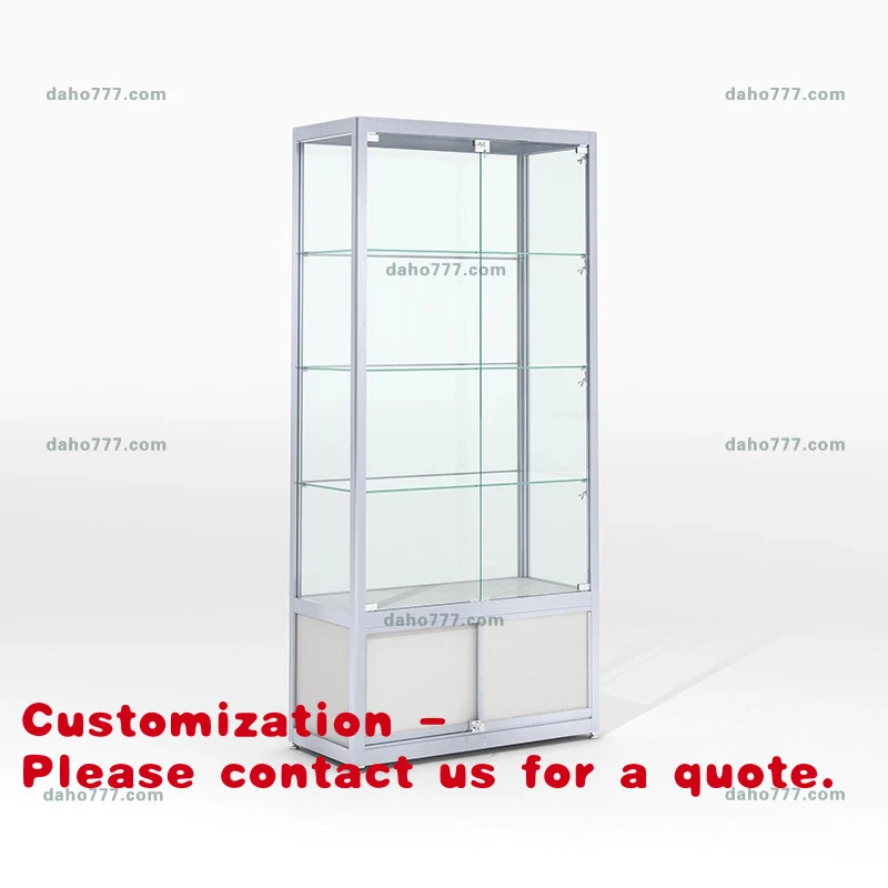 

Customize.Glass Display Cabinet: Tall Design with Glass Shelves & Storage Cabinet. Showcasing Collectibles, Jewelry in