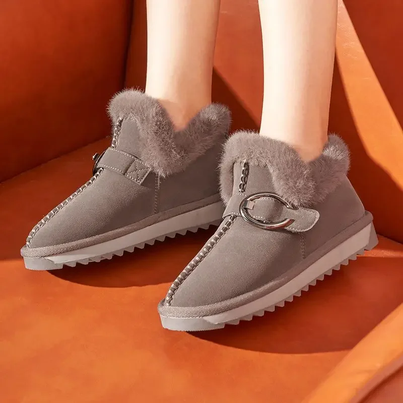 Woman Shoes Flat Tabi Elegant With Low Heels Snow Boots for Women Fashion 2024 Hot Y2k On Promotion Protective 39 Work Plush Pu