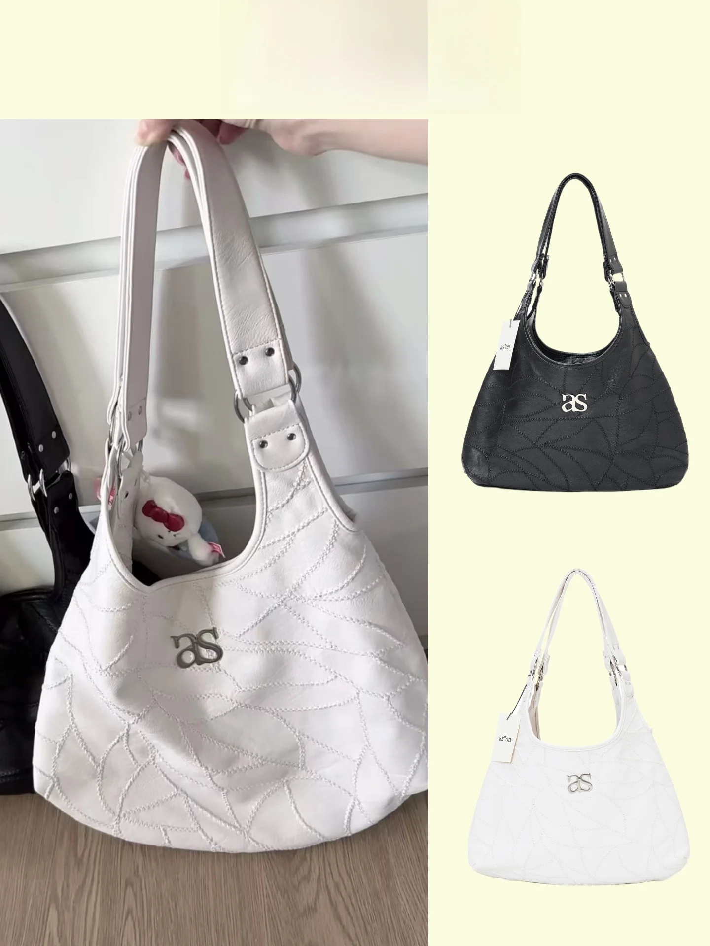 

Вместительная сумка-тоут «Лунный зуб» на одно плечо, городская сумка, новинка 2025 года, модная, с буквенным принтом, из искусственной кожи