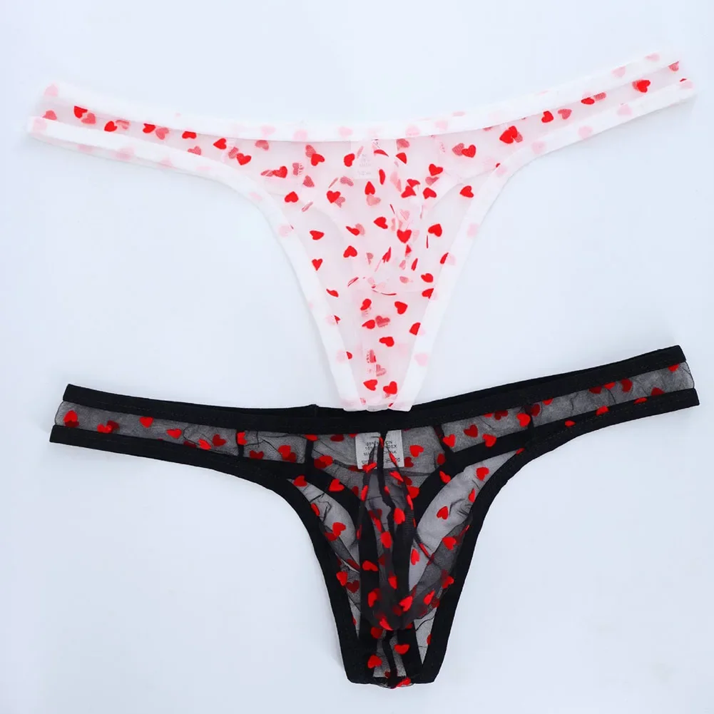 

Nightwear Men Thongs Breathable Underwear Breathable Sheer G-strings G-strings Comfortable Fit Heart Printed Lightweight Fabric