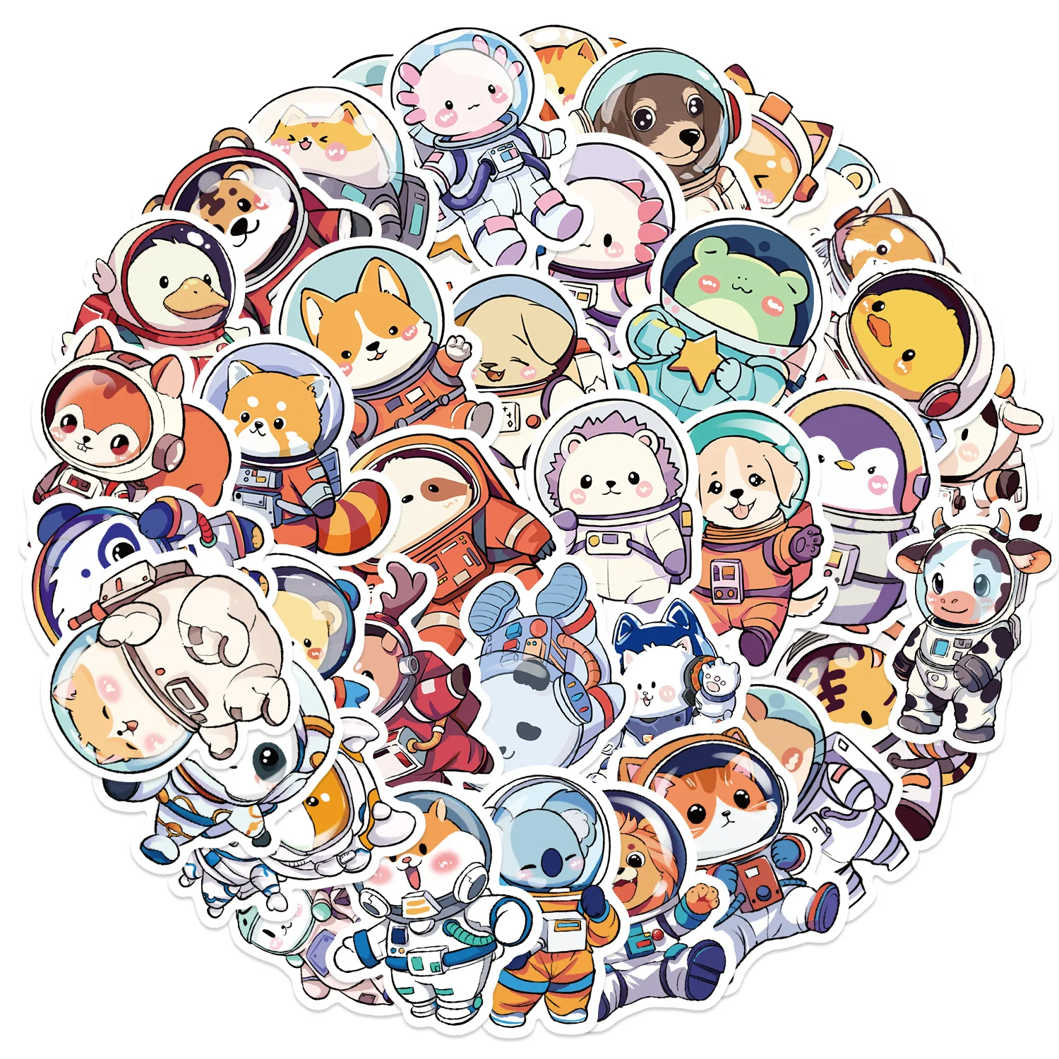 

10/50PCS Cute Animal Graffiti Stickers Astronaut Style Cartoon Decals Tiger Fox Panda Decoration Laptop Guitar Car Bike Kids Toy