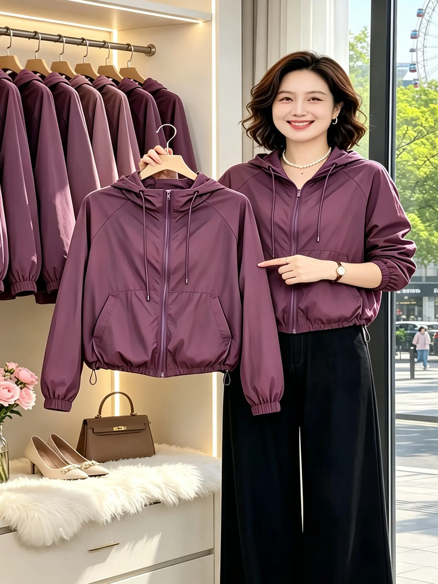 

Anti-Uv Loose Fit Casual Top Lightweight Breathable Color Anti-Aging Summer Fashionable T-Shirt for Women