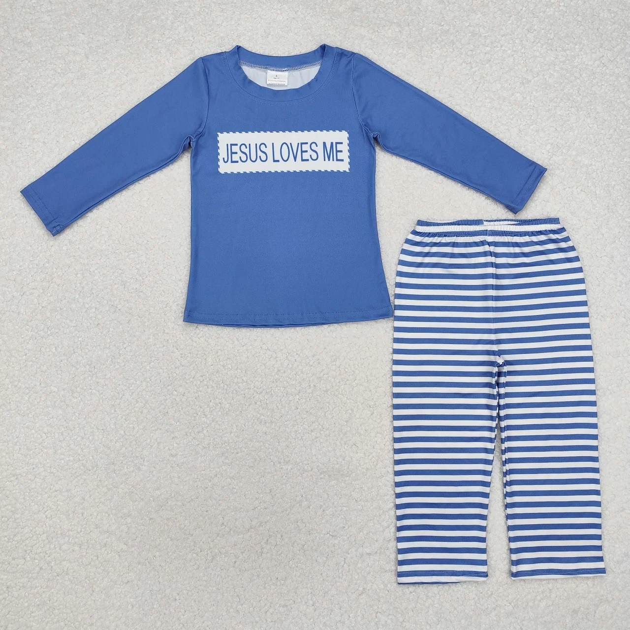 

Wholesale Toddler Long Sleeves Shirt Stripes Pants Children Infant Christmas Set Baby Boy Pajamas Sleepwear Kids Blue Outfit