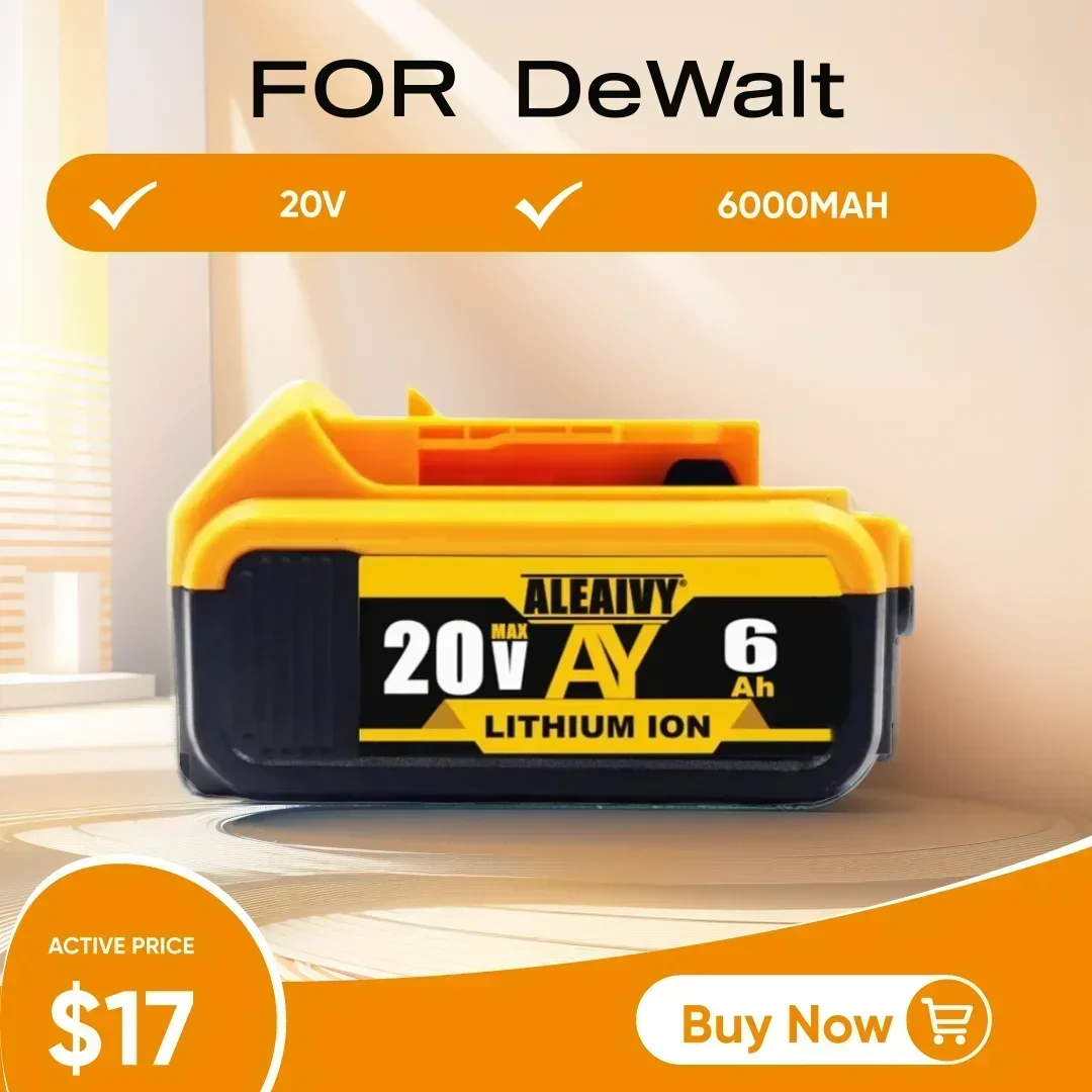 

20V 6.0Ah MAX AY Battery power tool Replacement for DeWalt DCB184 DCB181 DCB182 DCB200 20V 3A 5A 6A 18Volt 20 v Battery