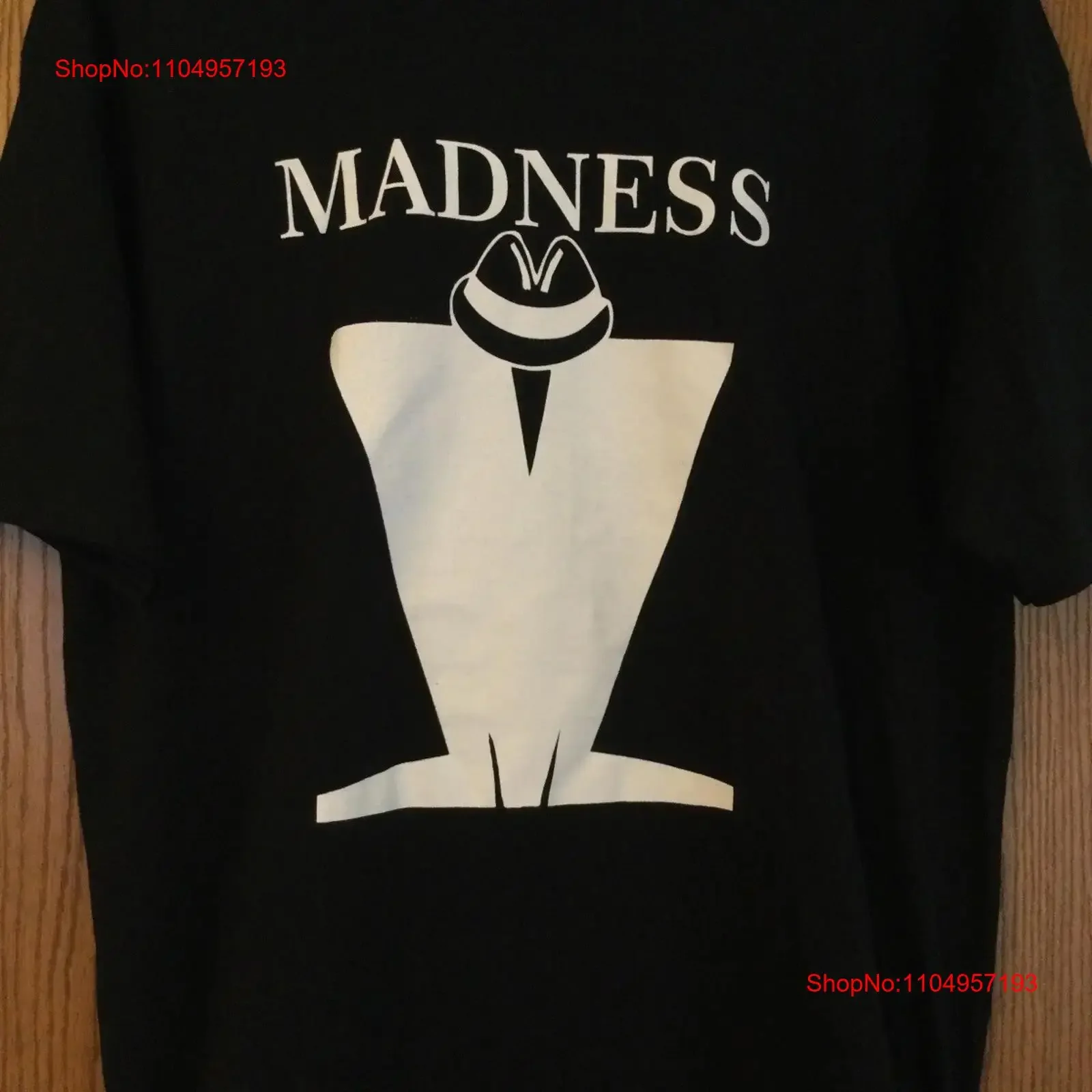 Madness English Ska Pop Band camiseta negra 2XL Yazbek vintage lavado suave estirado Unisex moda Casual ligeramente homme