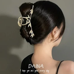 Korean Style Gold Silver Color Big Metal Bamboo Geometric Hair Claw for Women Accessories Crab Clamp Clip Headwear Jewelry