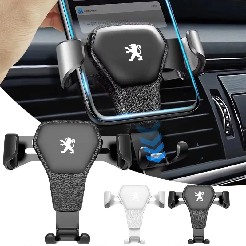 Soporte para teléfono inteligente con ventilación de aire para coche, soporte para GPS para Peugeot 206 407 607 208 508 608, tapas centrales de rueda