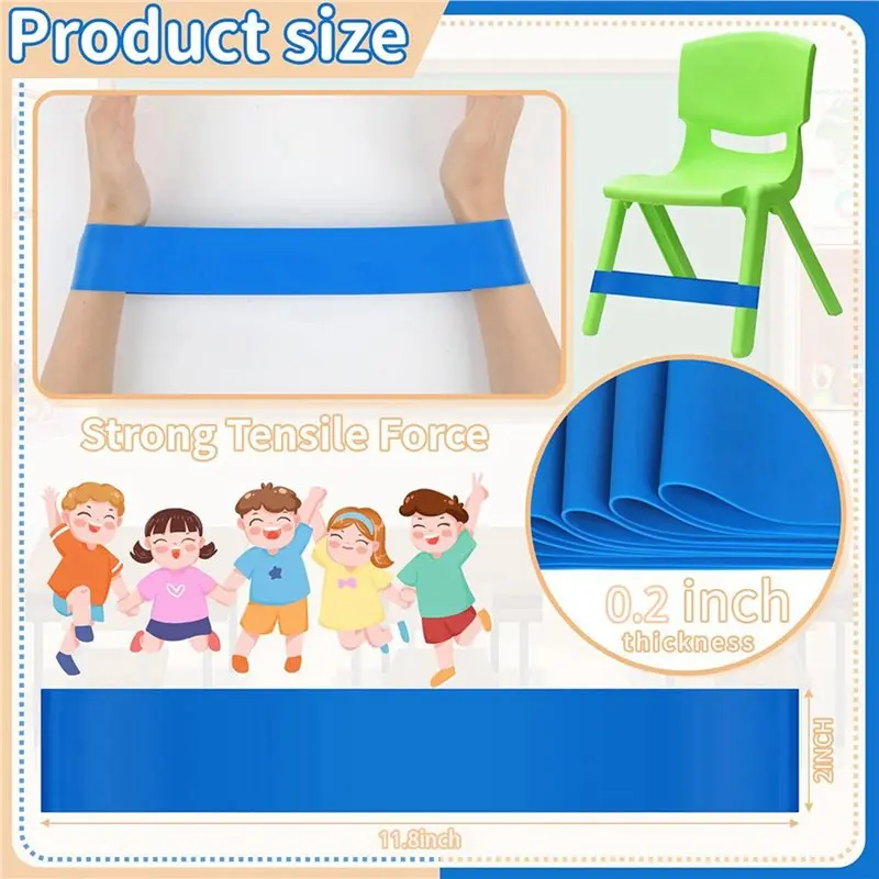 B05C-48 Pcs Chair Bands For Kids With Fidgety Feet For Chairs ADHD Tools Flexible Seating For Classroom Elementary(Blue)