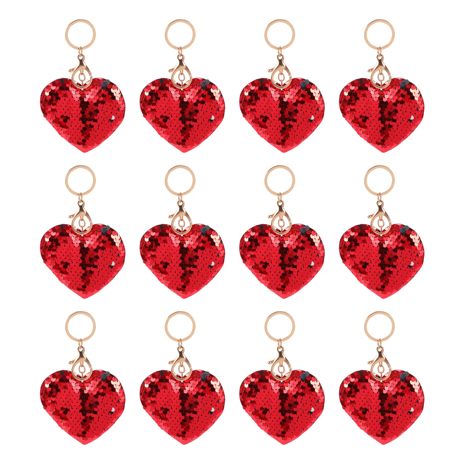 

24Pcs Heart Sequin Keychain Pendant Key Rings Cute Bag Car Hanging Decor Gift Heart Sequin Keychains