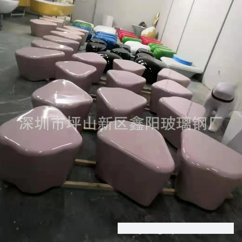 FRP splicing combination strip seat outdoor square Meichen public leisure creative special-shaped painted stool