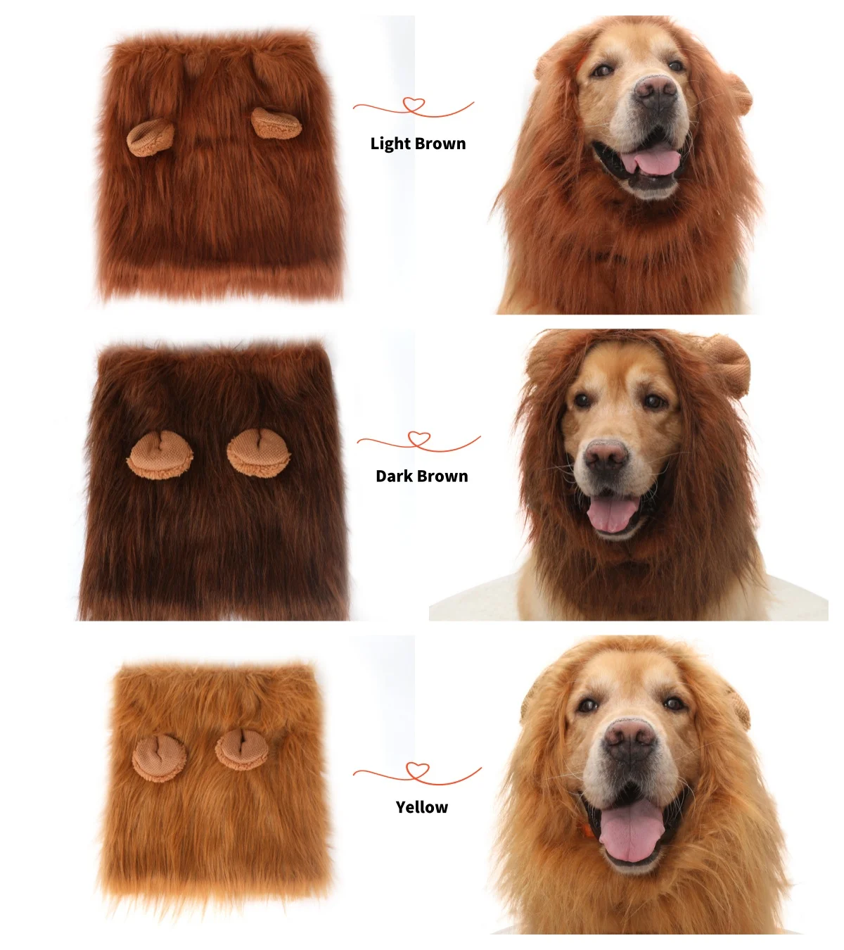 Halloween Dog Lion Mane Funny Dogee Cosplay Lion Hair Headgear Costume Lion Mane Wig For Dogs