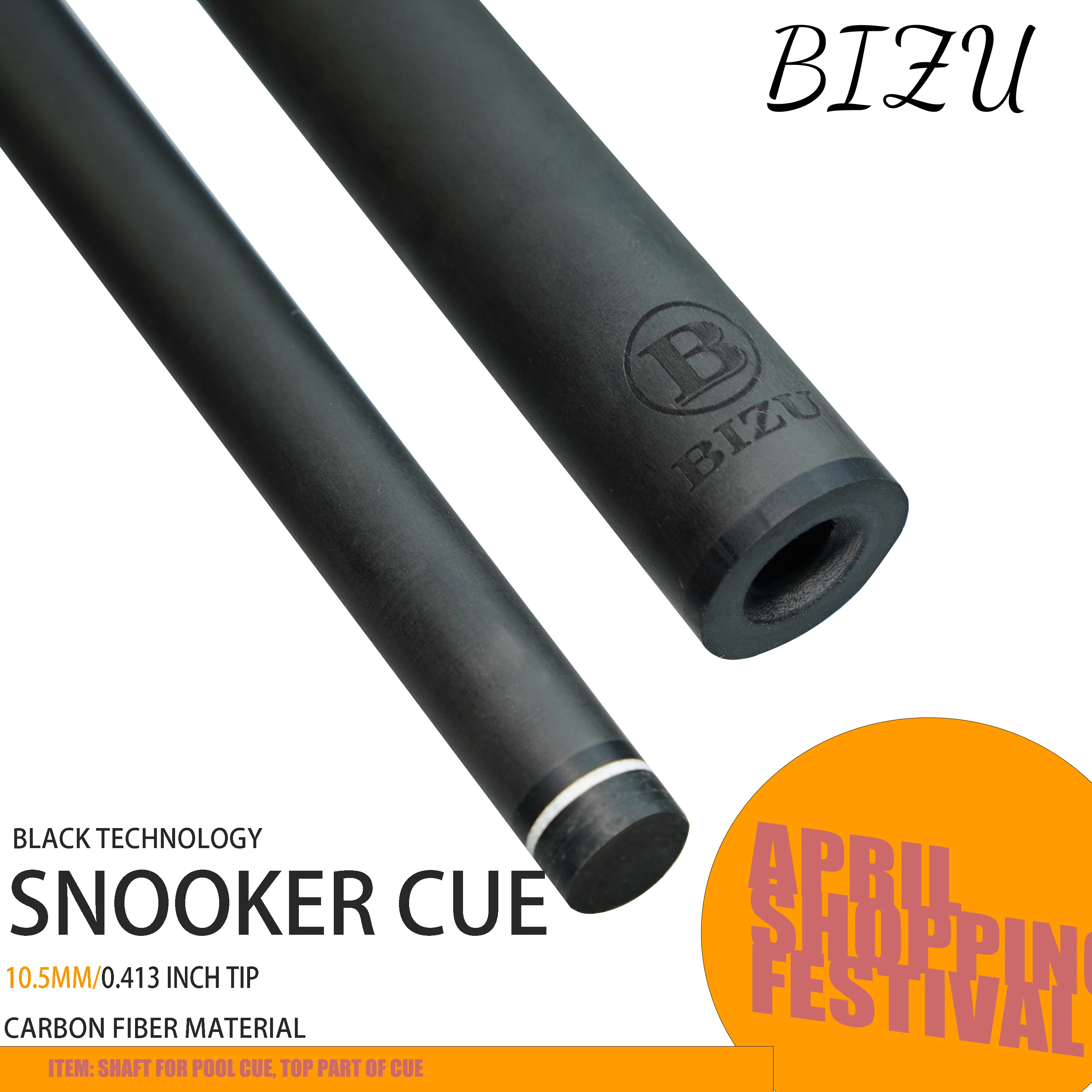 

BIZU 10.5mm carbon Pool Billiard Cue Shaft Professional Design for Pool Table Game,cue stick for 3 Cushion Carom Cue Stick