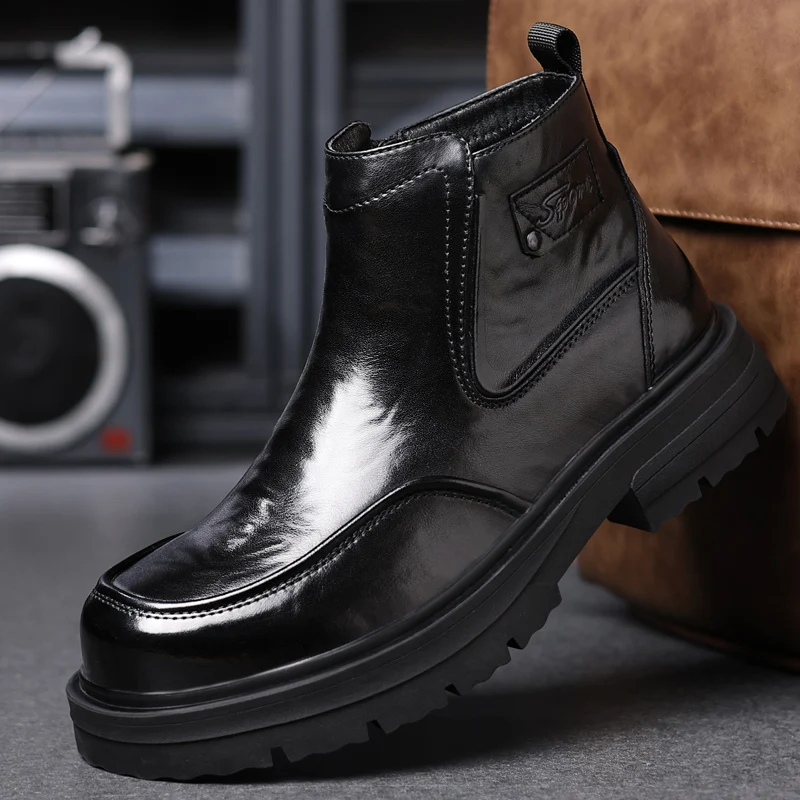

2024 Fashion Men's Ankle Boots Luxury Brand Retro Comfortable Round Toe Boots Mens Outdoor Thick Sole Side Zipper Casual Shoes