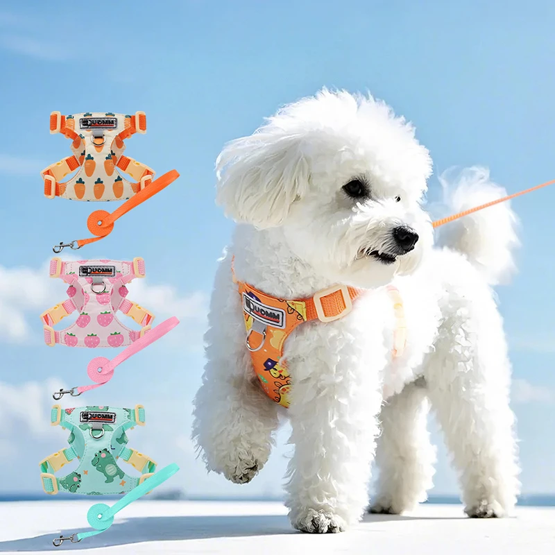 

Cute Cartoon Dog Harness Leash Set Breathable Adjustable No Pull Puppy Harness for Poodle Pomeranian Chihuahua Pet Supplies