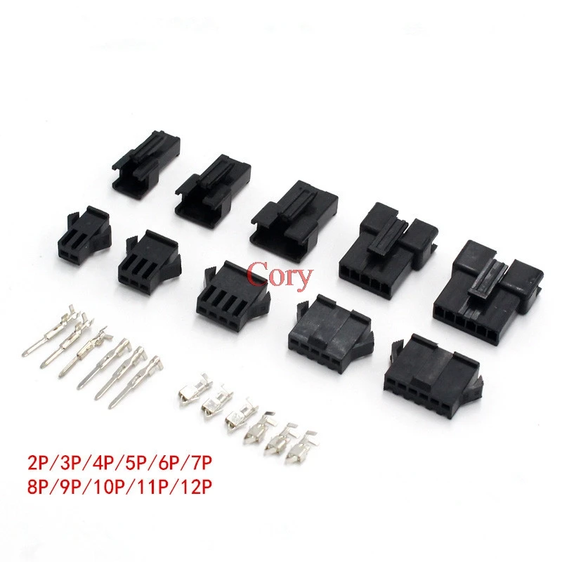 1300set SM2.54 3Pin Connectors  Pitch 2.54mm Male Female terminal line + terminals  SM-2P SM-2R JST