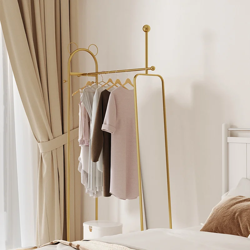 Custom. Floor Rental House Clothes Rack with Rotating Full-Length Mirror Coat Rack Bedroom Living Room Light Luxury Hanger House