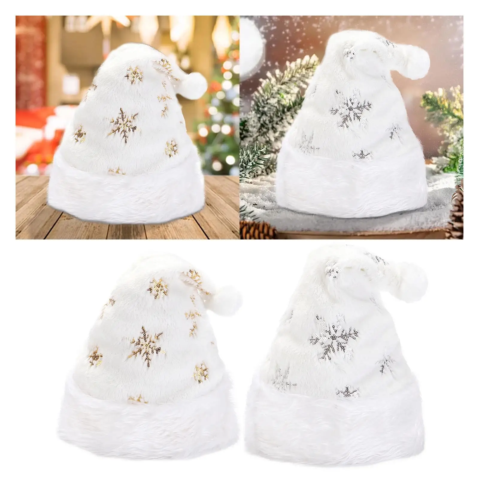 Cappello da Babbo Natale natalizio Accessori caldi per costumi da Babbo Natale per uomo e donna Berretto natalizio in peluche Cappello natalizio decorativo Cappello da Babbo Natale festivo