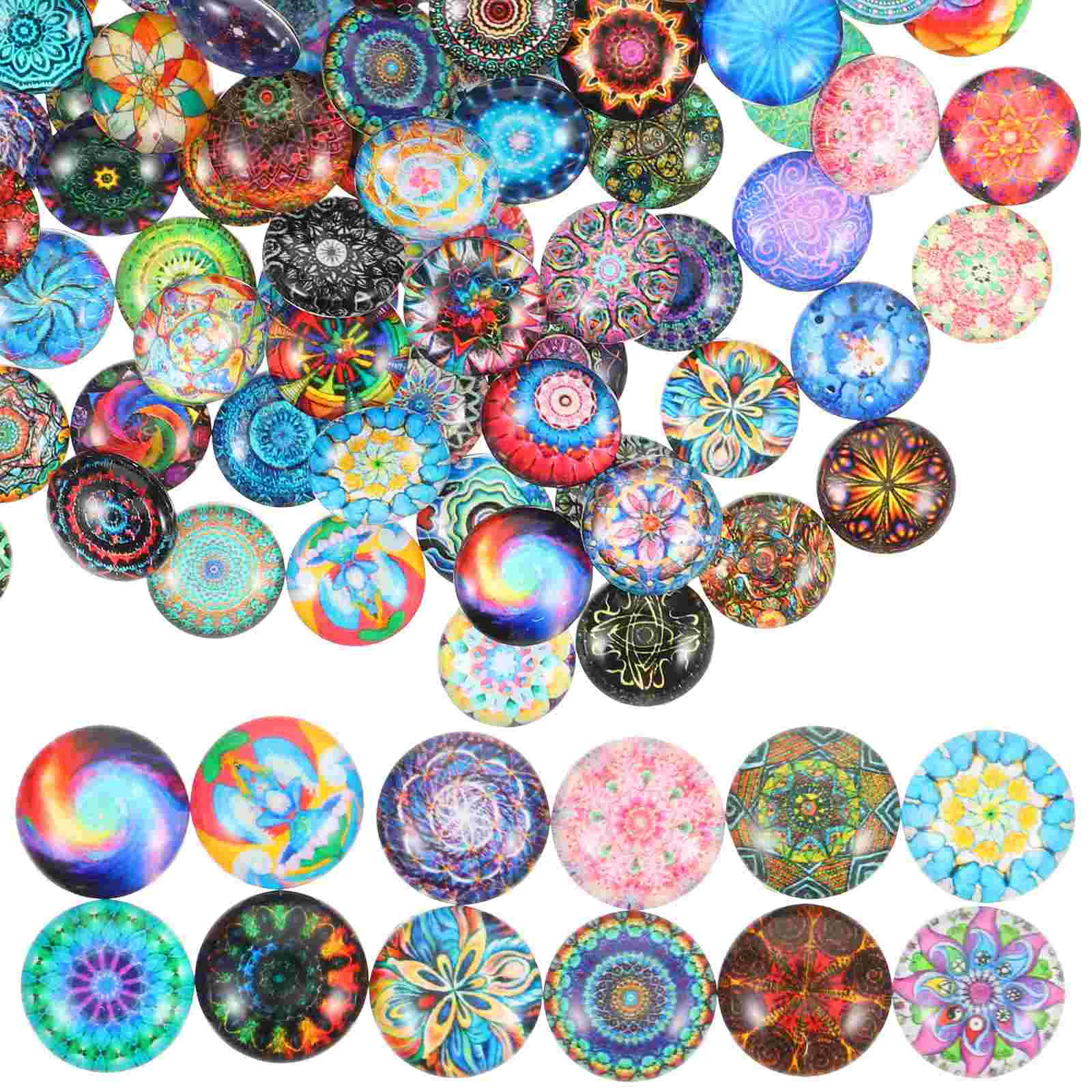 100 Pcs Applique Child Green Decor Marble Coasters Colored Vases Round Mosaic Tiles