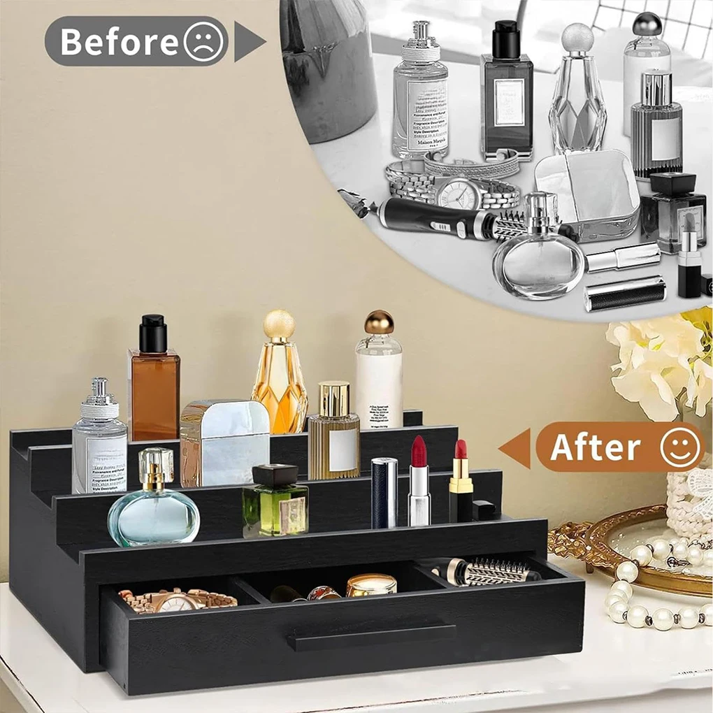 Perfume Fragrance Types For Men - 2025年製 3段式木製ブラック香水オーガナイザー 引き出し付き 香水収納ディスプレイラック メンズ腕時計ギフト用