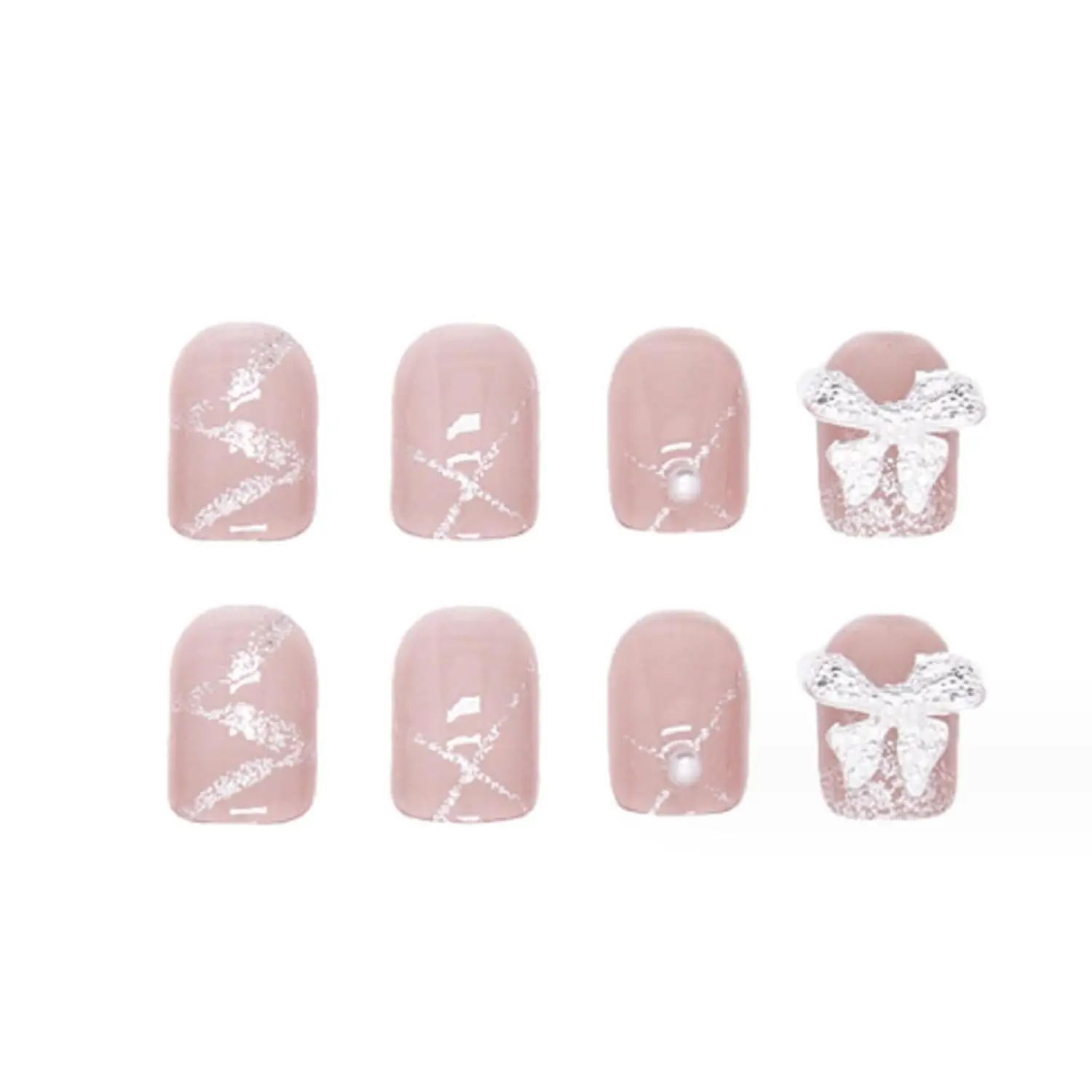 

Square Pron Nails Rhinestones Fake Nails Tips Full Cover Nude False Nails for Women and Girls 24PCS