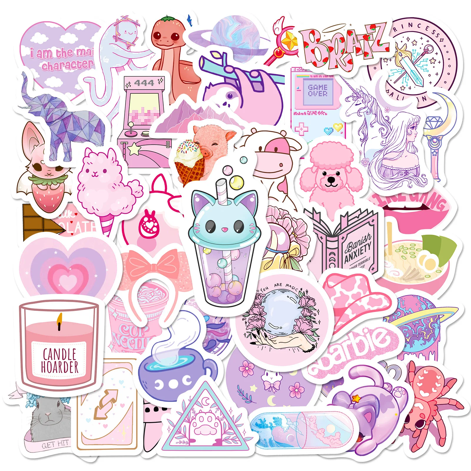 

10/30/50PCS Pink Purple Magic Crystal Ball Sticker Graffiti Decal Kids Toy DIY Water Cup Scrapbook Phone Case Laptop Sticker