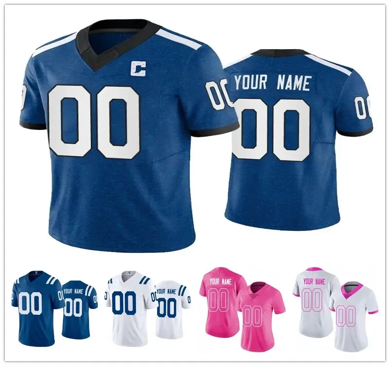 

Custom Indianapolis Men Women Youth Football Jersey #5 Anthony Richardson #28 Jonathan Taylor Peyton Manning #56 Quenton Nelson