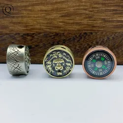 Brass Lion King compass Knife Pendant Beads Creative Copper Car Keychains Umbrella Rope Bead EDC Outdoor DIY Paracord Pendant