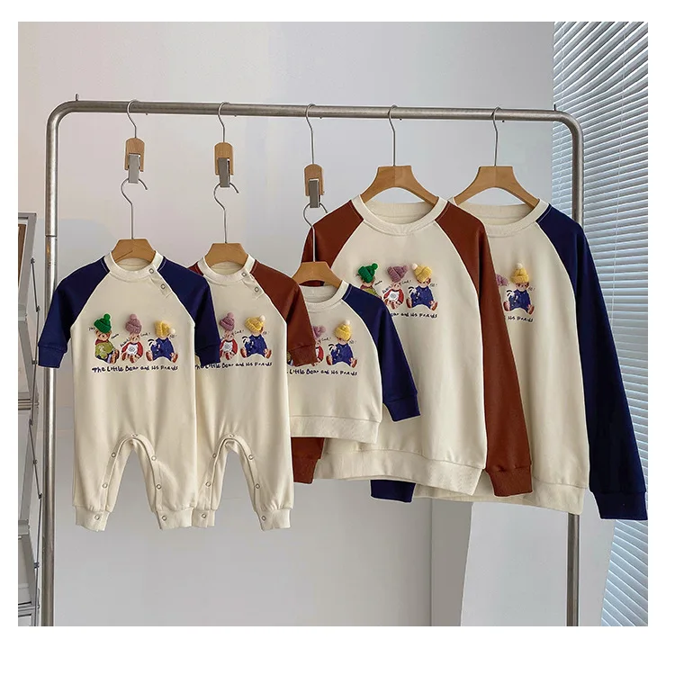 2025 New Family Sweatshirt Newborn Baby Romper Three-dimensional Puppy Adult Kids Shirts Tops for Dad Mom Daughter Son Clothing