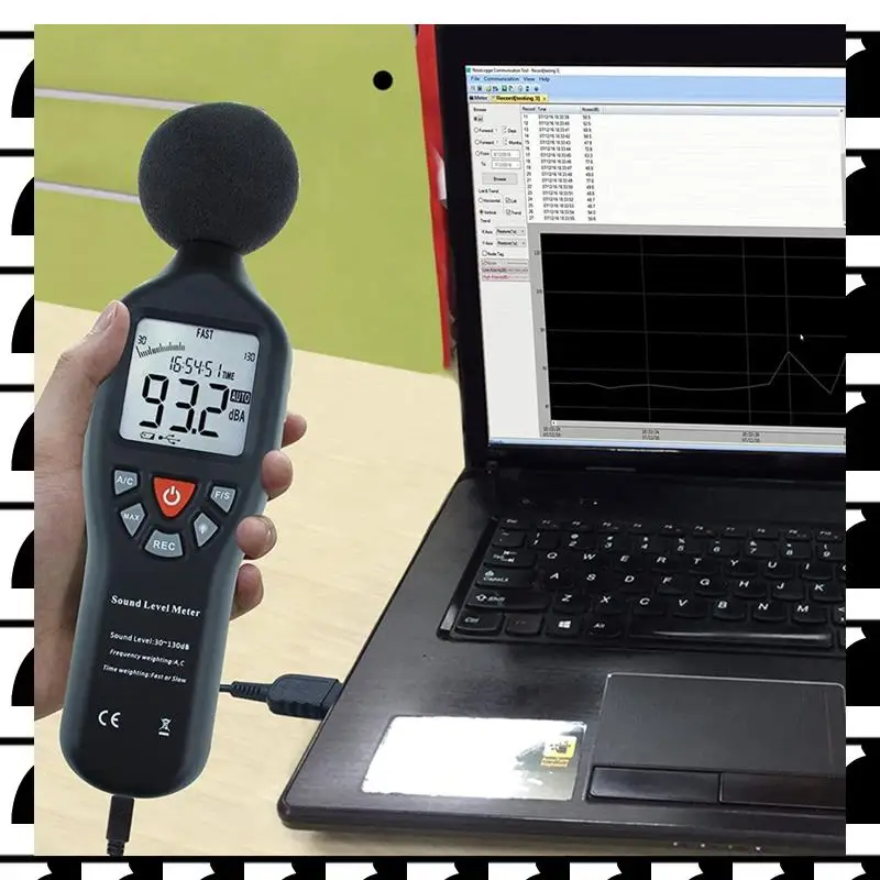 

A44U Noise Sensor Decibel Meter, Noise Meter Noise Meter High-Precision Noise Recorder Black Measuring 30-130DB USB Recording